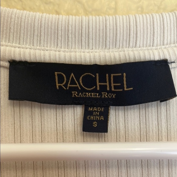 RACHEL Rachel Roy White Sleeveless Ribbed Pleated Blouse - Picture 2 of 3